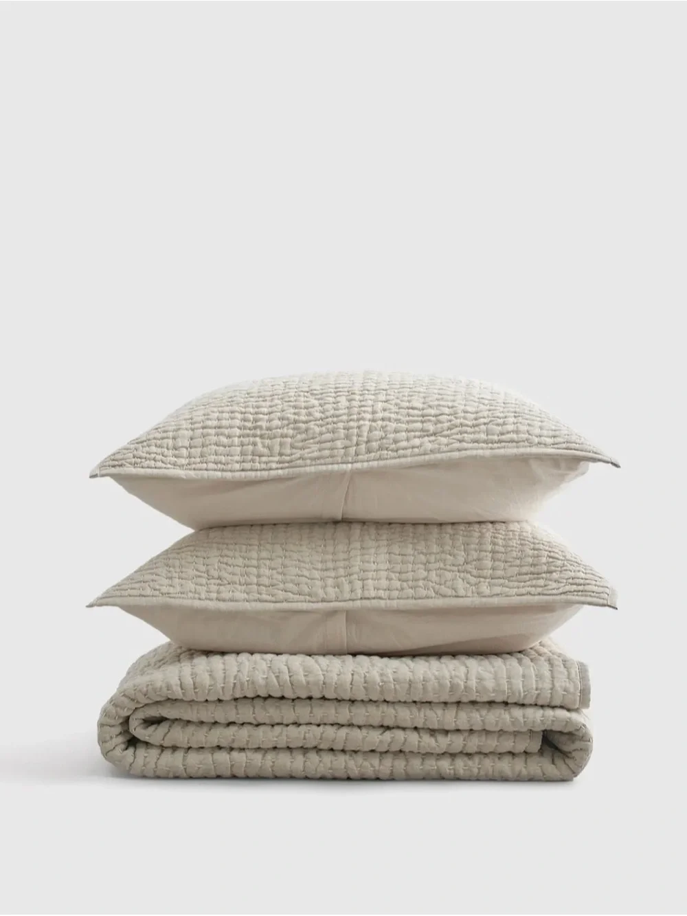 Quince NWT European Linen cotton stitch Quilt set with Sham covers (2) Natural